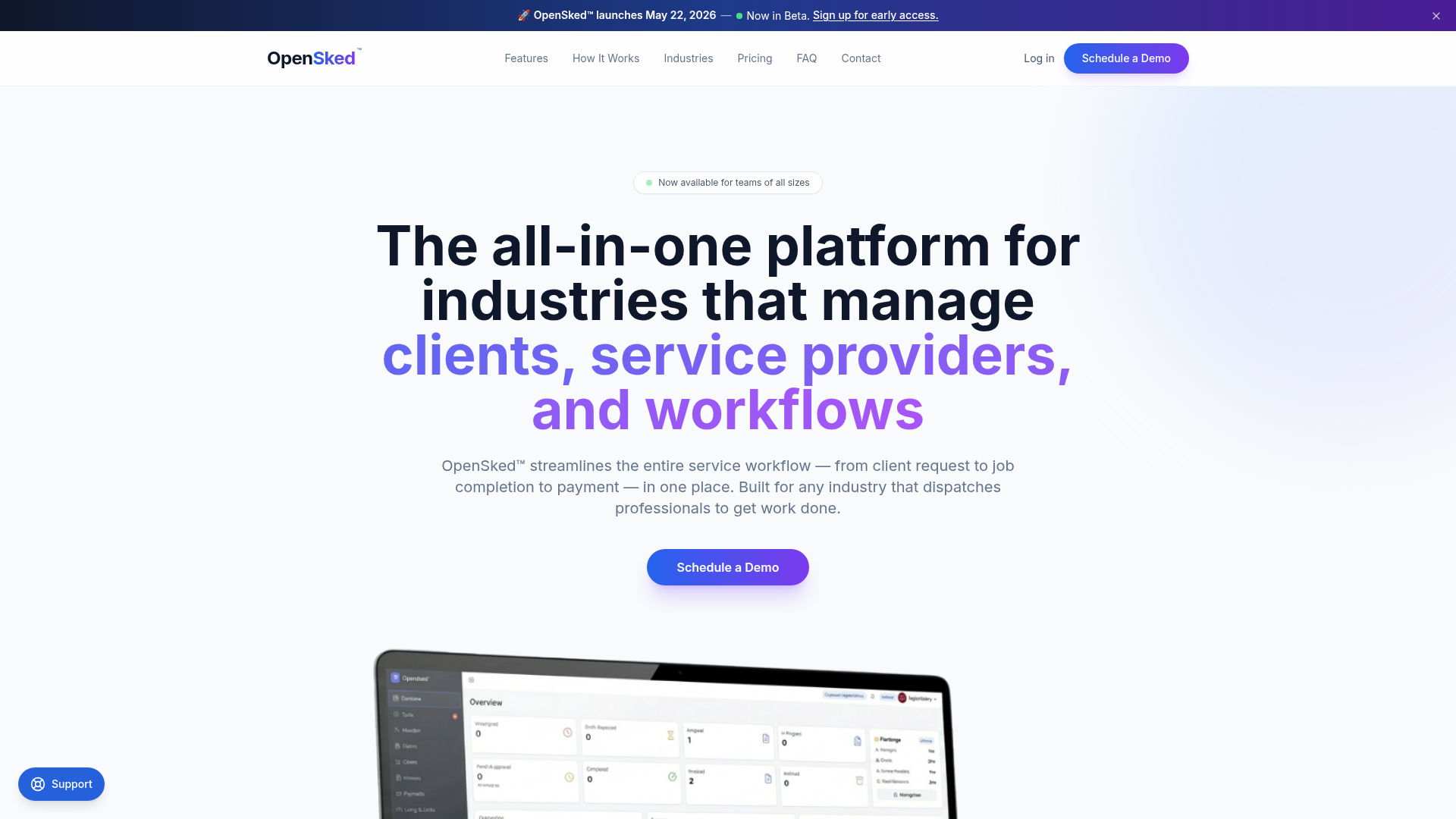 OpenSked℠ website preview